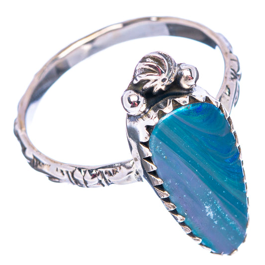 Sterling silver opal doublet ring with blue teardrop stone and engraved band