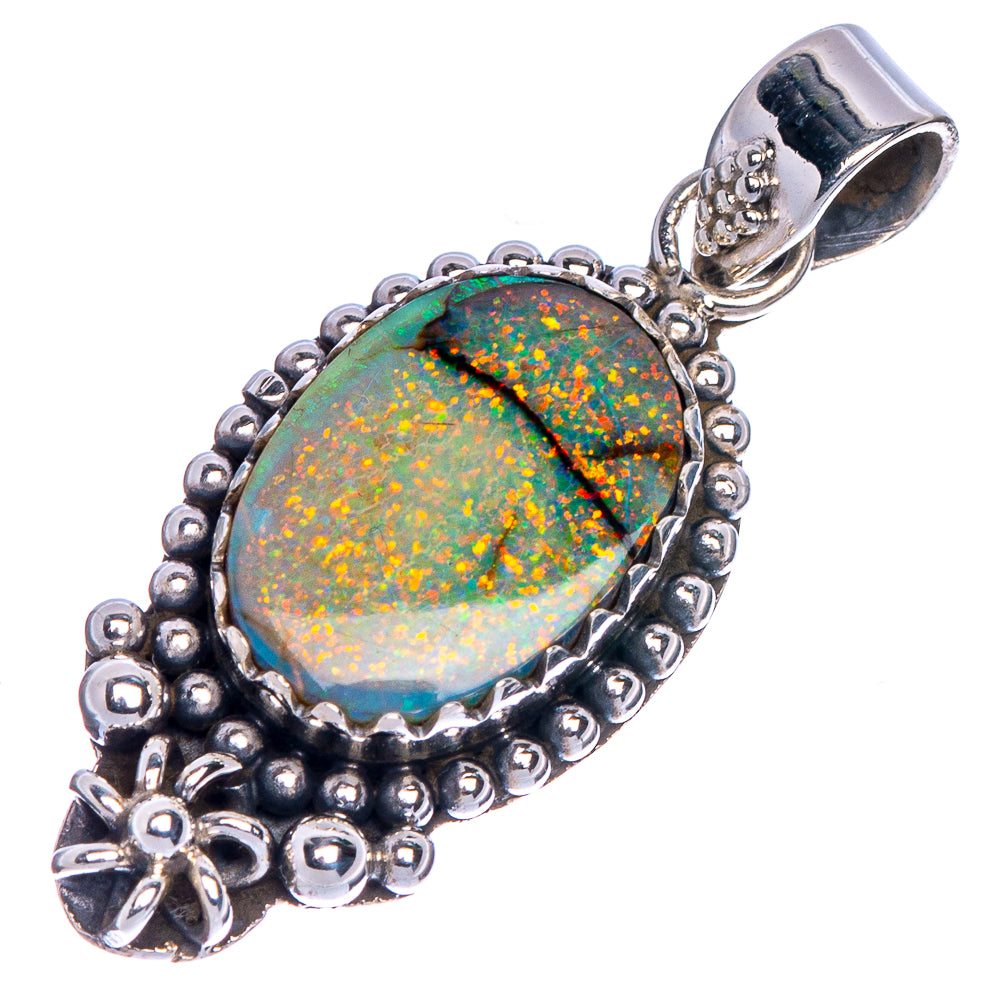 Rare Sterling Opal Pendant 1 3/8" (925 Sterling Silver) P40688