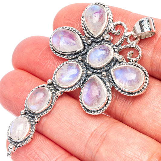 Signature Rainbow Moonstone Dragonfly Pendant 2 3/8" (925 Sterling Silver) P42295