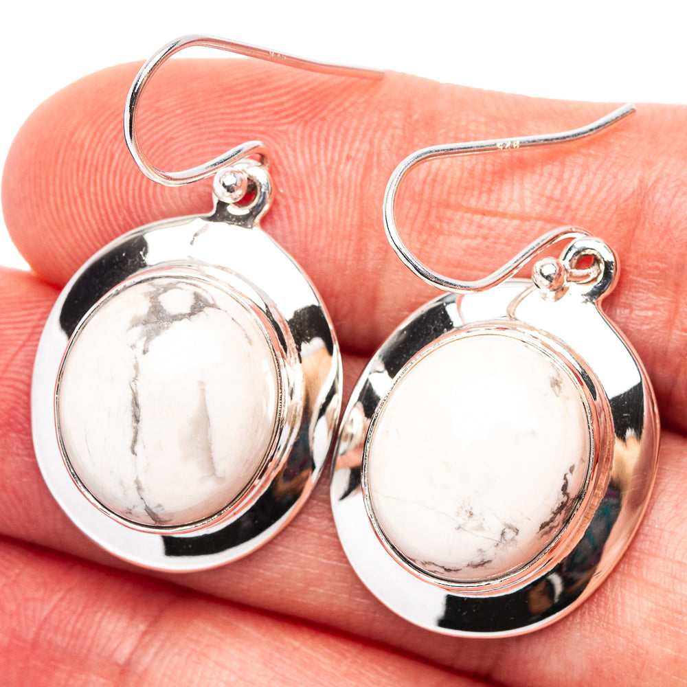 Premium Howlite Earrings 1 3/8" (.925 Sterling Silver)