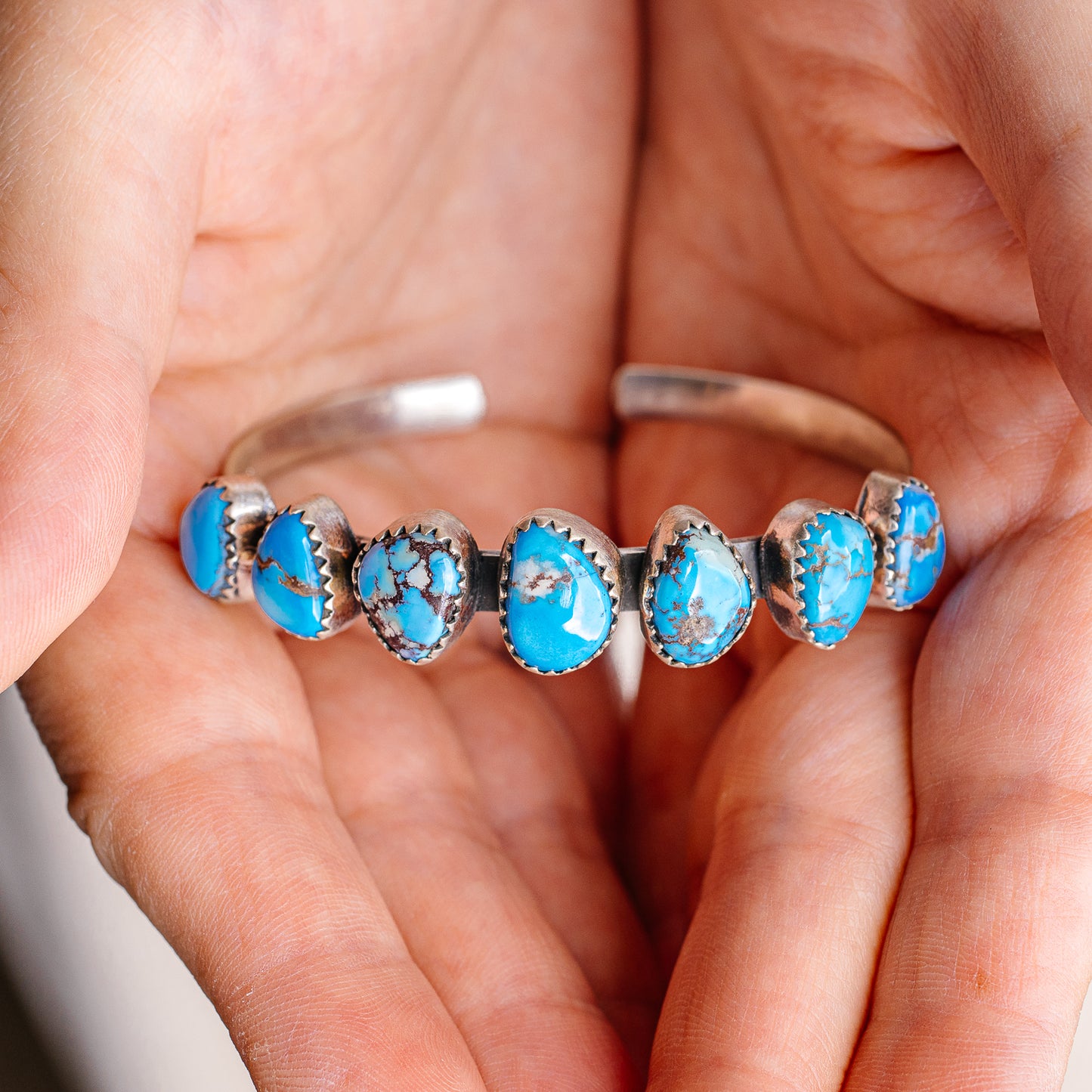 Golden Hills Turquoise Cuff Bracelet Adjustable (.925 Sterling Silver)
