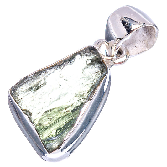 Sterling silver pendant with faceted green Moldavite stone and bail