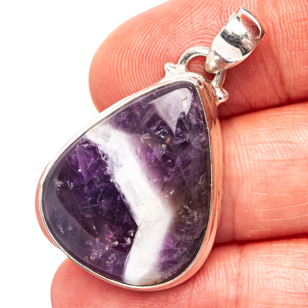 Chevron Amethyst Pendant 1 3/8" (.925 Sterling Silver)