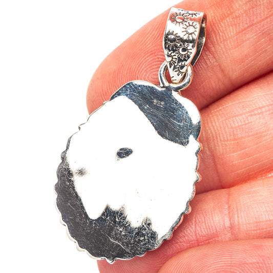 Exclusive Southwestern Style Hubei Turquoise Pendant 1 5/8" (.925 Sterling Silver)
