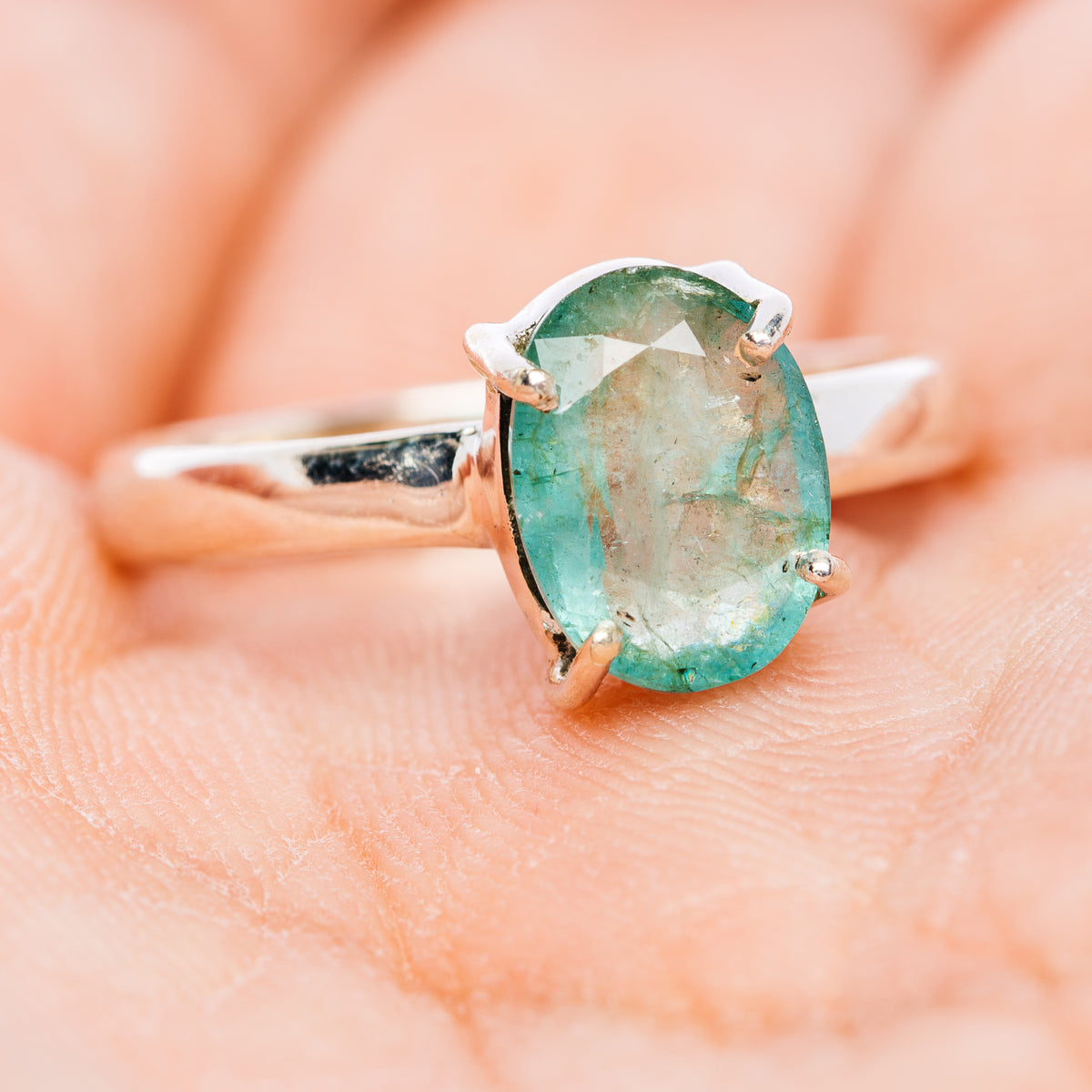 Faceted Paraiba Kyanite Ring Size 8 (.925 Sterling Silver)