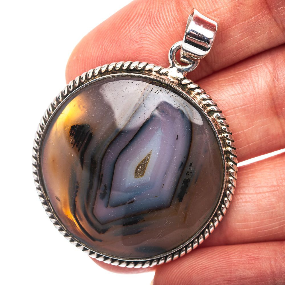 Premium Botswana Agate Pendant 1 3/4" (.925 Sterling Silver)