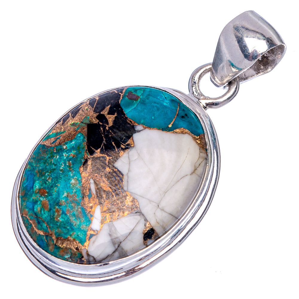 Blue Copper Composite Turquoise Pendant 1 3/8" (925 Sterling Silver) P40126