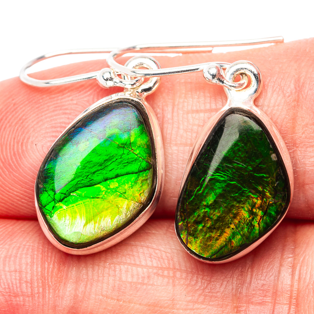Premium Ammolite Earrings 1 3/8" (.925 Sterling Silver)