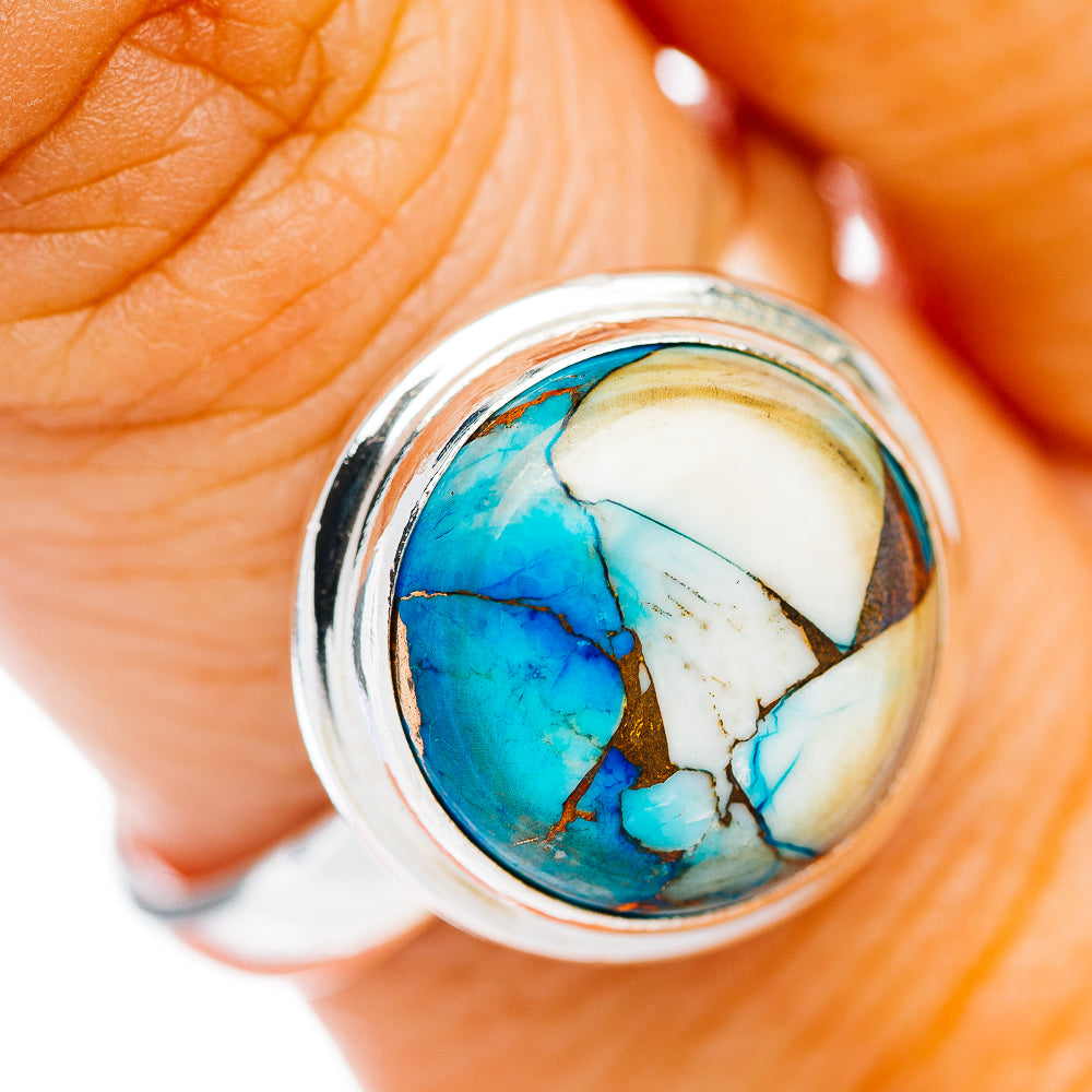 Ice Blue Dahlia Turquoise Ring Size 9.75 (.925 Sterling Silver)