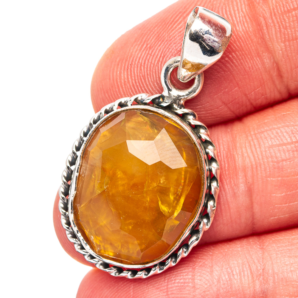 Amber Pendant 1 3/8" (.925 Sterling Silver)