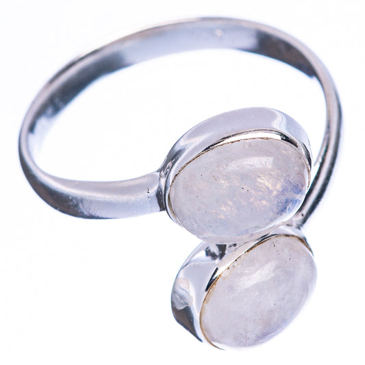 Rainbow Moonstone Dainty Ring Size 7 Adjustable (925 Sterling Silver) R5115