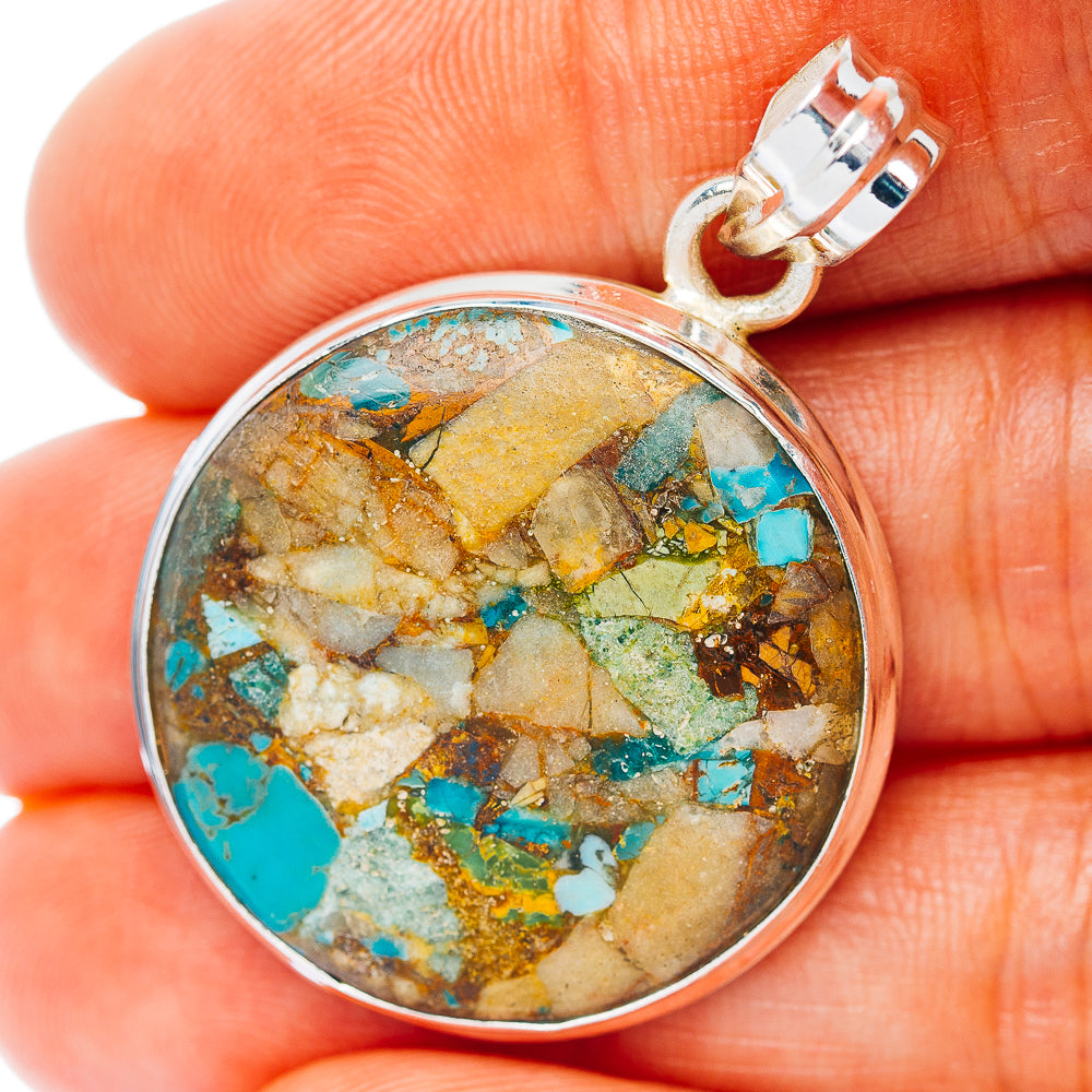 Sonoran Mountain Turquois Pendant 1 1/2" (.925 Sterling Silver)