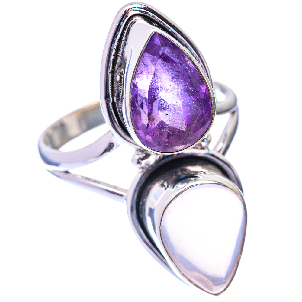 Large Rose Quartz, Amethyst Ring Size 11.75 (925 Sterling Silver) R140990