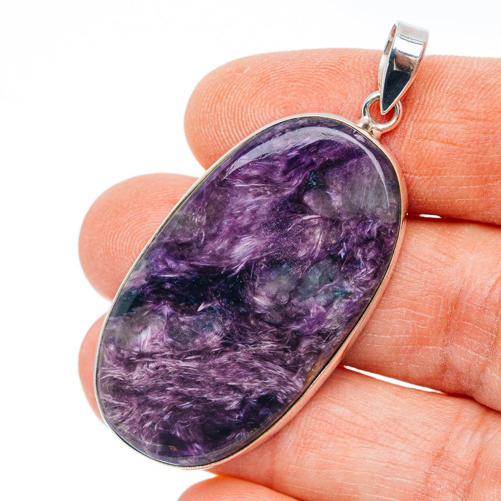 Premium Charoite Pendant 2" (.925 Sterling Silver)