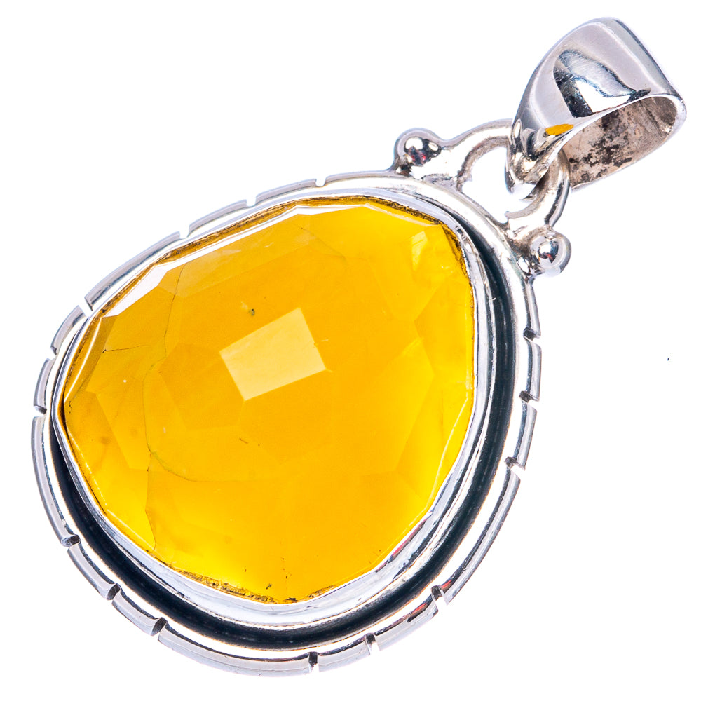 Yellow Opal Pendant 1 1/4" (925 Sterling Silver) P41963