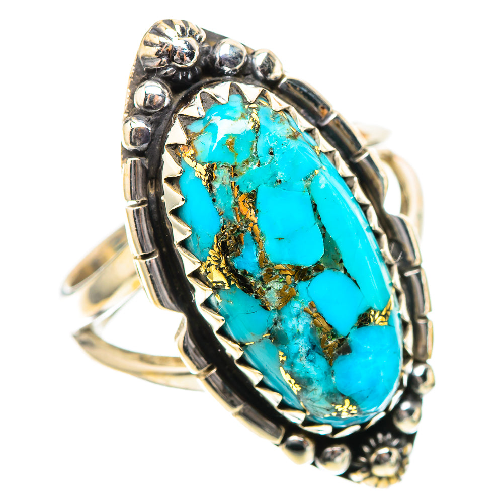 Blue Copper Composite Turquoise Ring Size 6.5 (925 Sterling Silver) RING139173