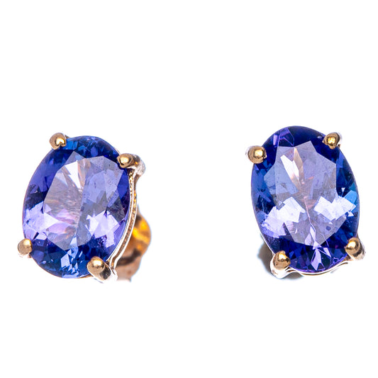 10k Gold Faceted Tanzanite Earrings 1/4" (925 Sterling Silver) E433161