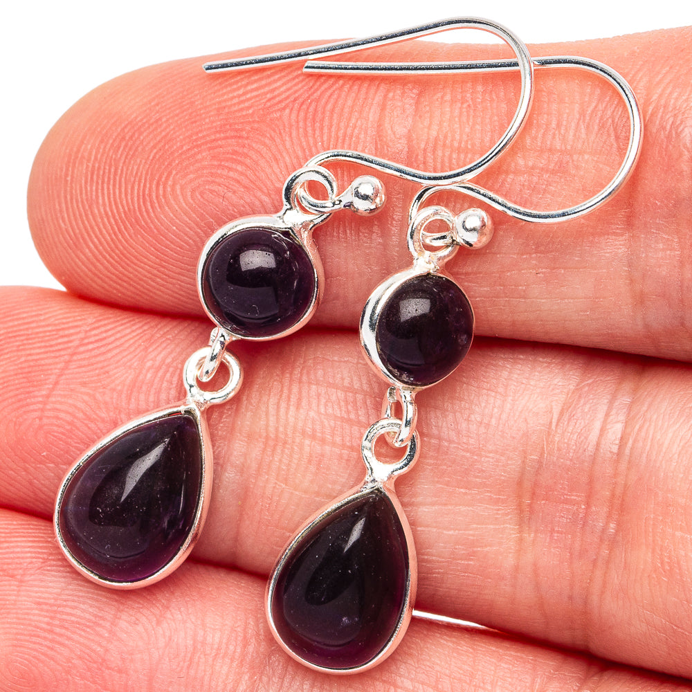 Amethyst Earrings 1 1/2" (925 Sterling Silver) E3030