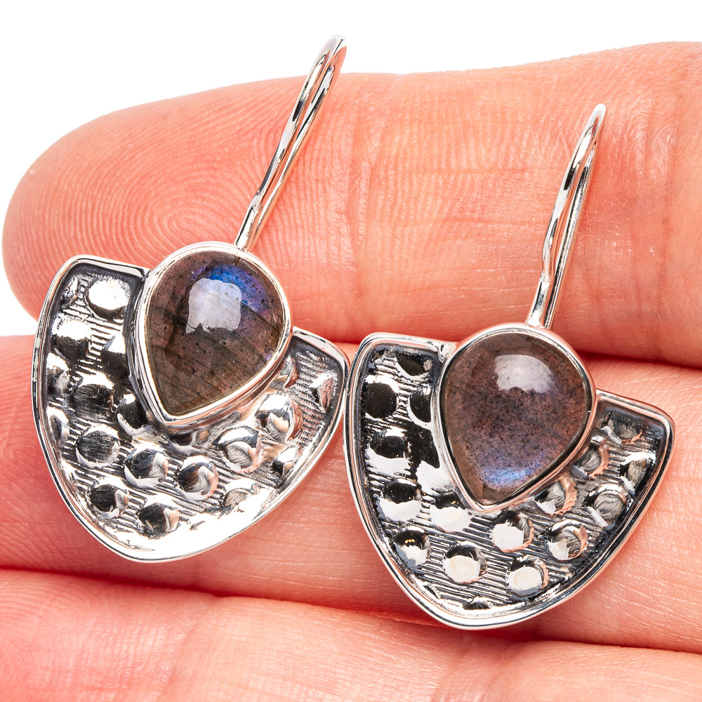 Labradorite 925 Sterling Silver Premium Earrings 1 1/4" (925 Sterling Silver) E2248