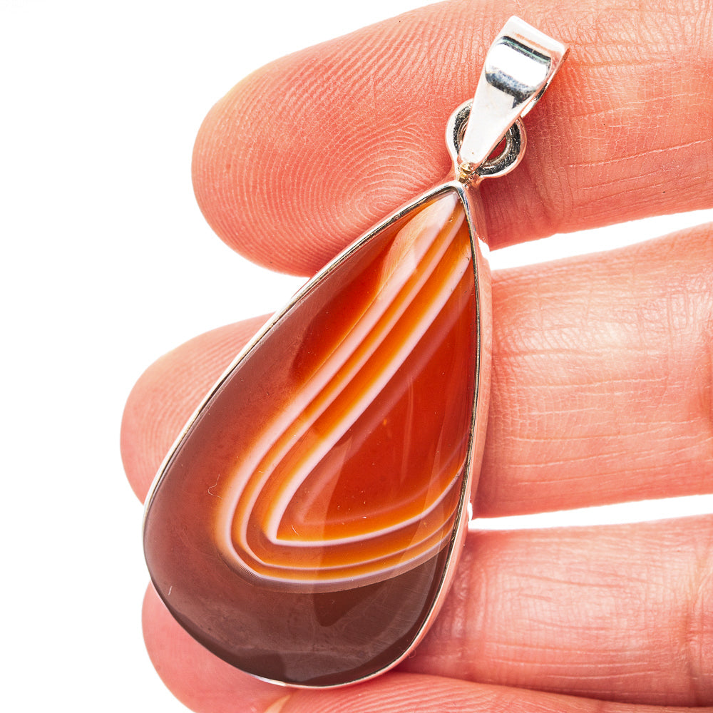 Botswana Agate Pendant 1 7/8" (.925 Sterling Silver)