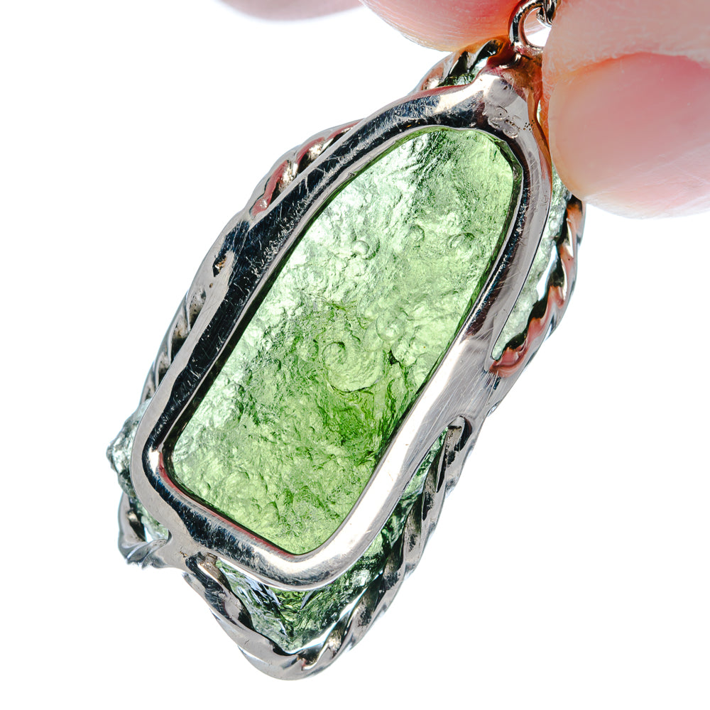 Premium AAA Moldavite Pendant 1 5/8" (.925 Sterling Silver)