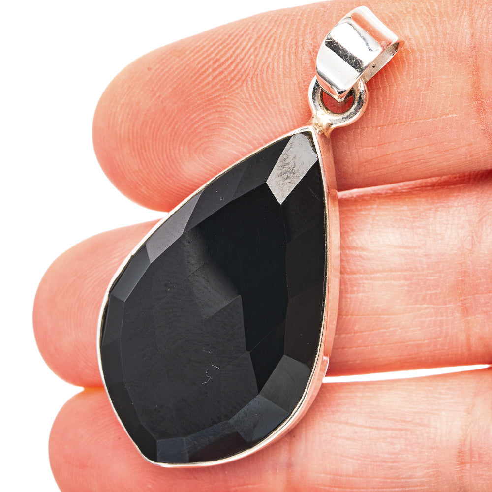 Black Onyx Pendant 1 3/4" (.925 Sterling Silver)