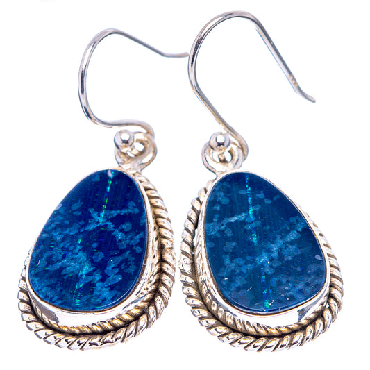 Teardrop opal earrings in .925 sterling silver with dark blue doublet, rope edge, hooks