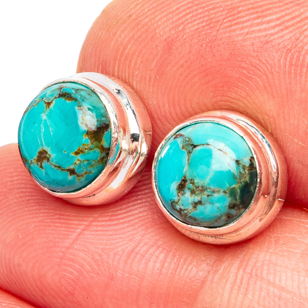 Rare Kingman Turquoise Earrings 3/8" (925 Sterling Silver) E2747