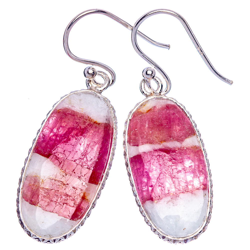 Pink Tourmaline In Quartz Earrings 1 3/8" (925 Sterling Silver) E1145