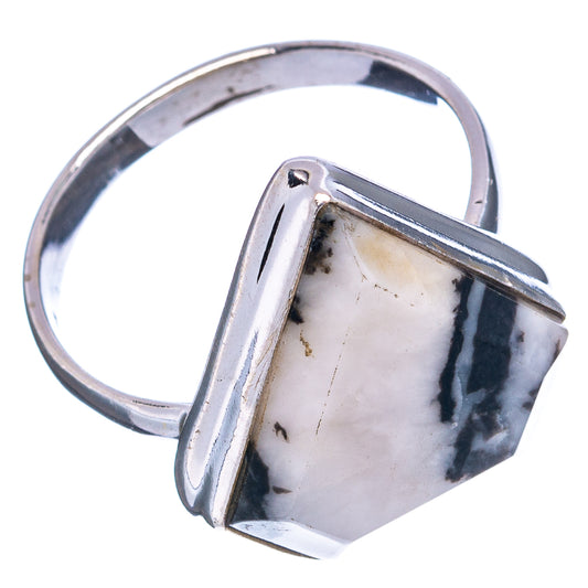 Sterling silver ring with white buffalo-style stone, open band side view