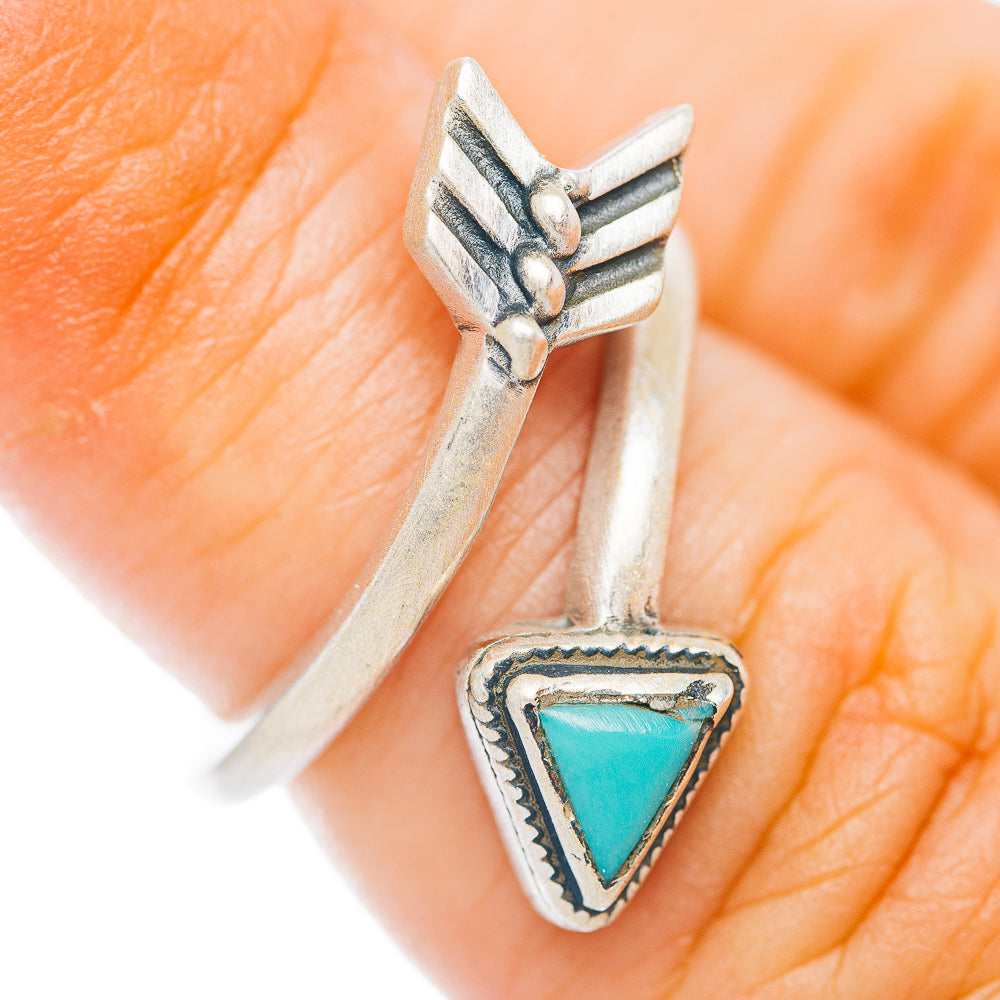 Mojave Turquoise Arrow Ring Size 4 Adjustable (.925 Sterling Silver)