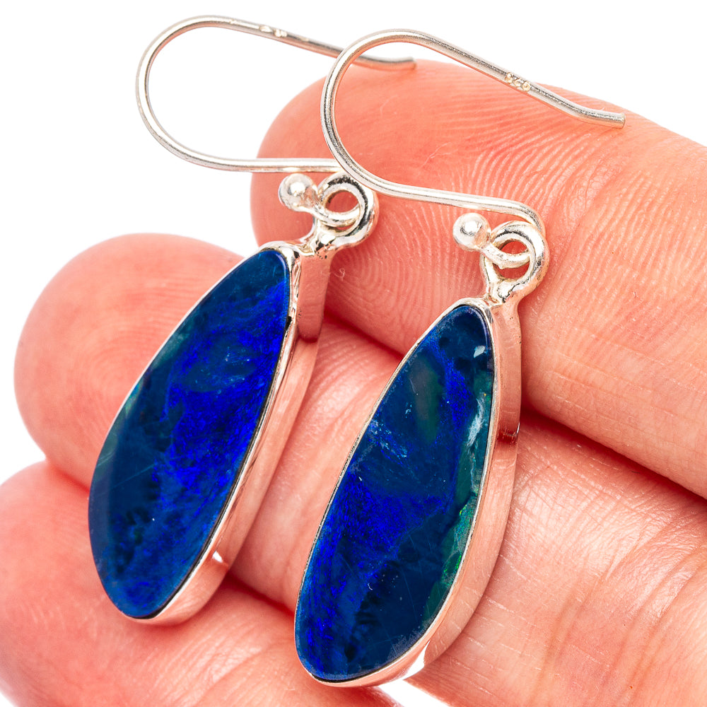 Rare Doublet Opal Earrings 1 1/2" (925 Sterling Silver) E2619