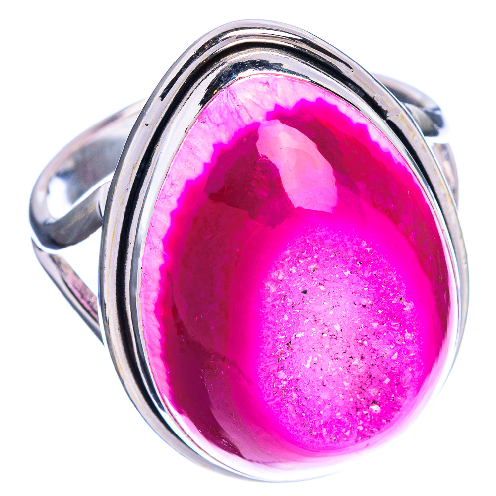 Large Pink Druzy Ring Size 13.25 (925 Sterling Silver) R144342