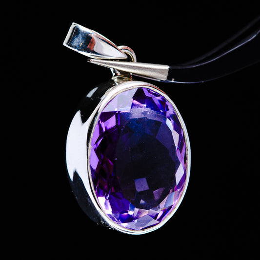 21.4ct Faceted Brazilian Amethyst Pendant 1 1/4" (.925 Sterling Silver)