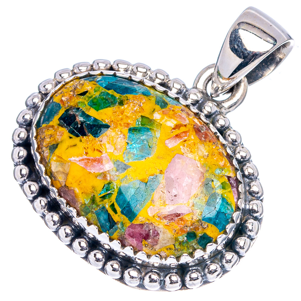 Tourmaline Matrix Pendant 1 1/8" (.925 Sterling Silver)