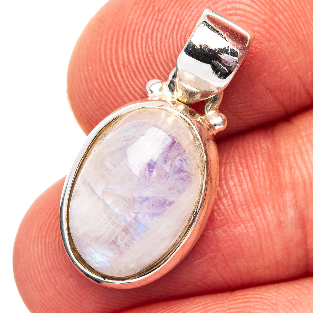 Rainbow Moonstone Pendant 1" (.925 Sterling Silver)