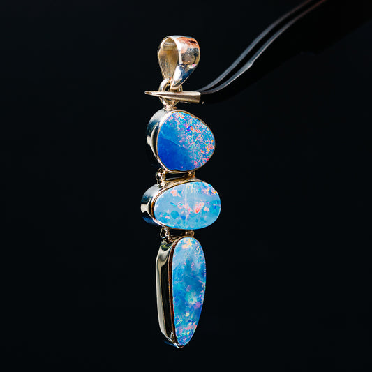 Premium Australian Fire Opal Doublet Pendant 2 1/4" (.925 Sterling Silver)