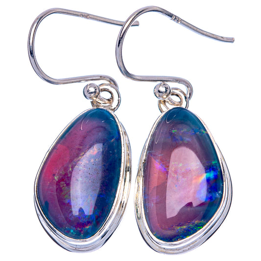 Rare Triplet Opal Earrings 1 1/4" (925 Sterling Silver) E1623