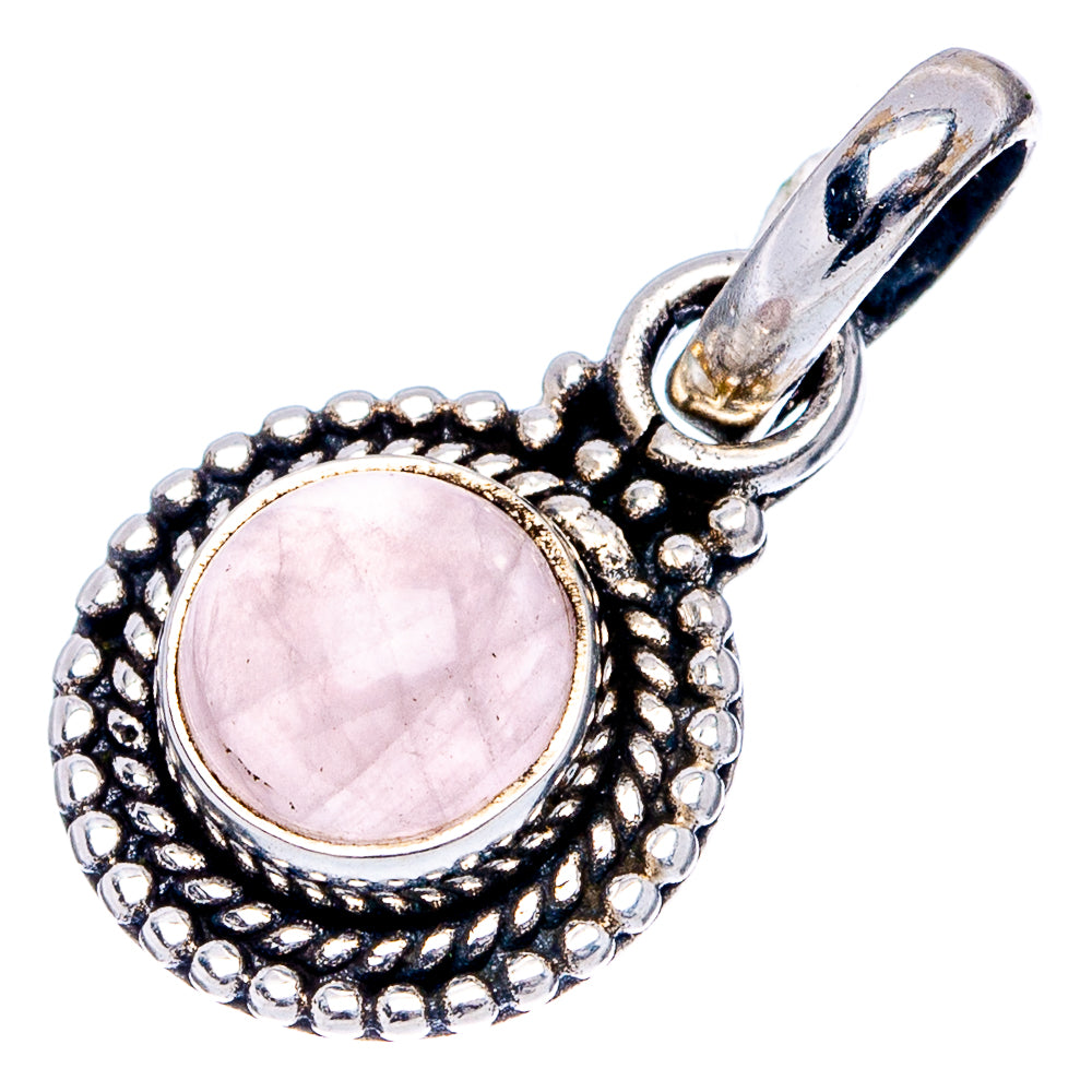 Dainty Rose Quartz Pendant 7/8" (.925 Sterling Silver)