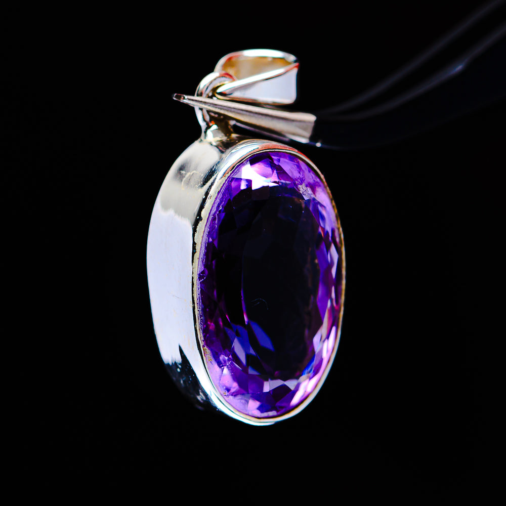 12.69ct Premium Faceted Amethyst Pendant 1" (.925 Sterling Silver)