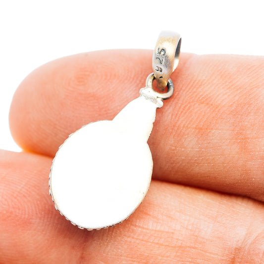 Southwestern Style Black Jack Turquoise Pendant 1 1/8" (.925 Sterling Silver)