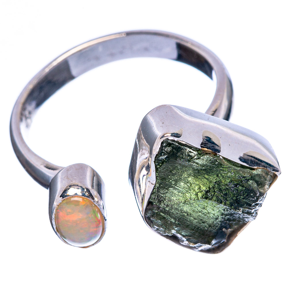 Rare Czech Moldavite, Ethiopian Opal Ring Size 6 (925 Sterling Silver) R146374