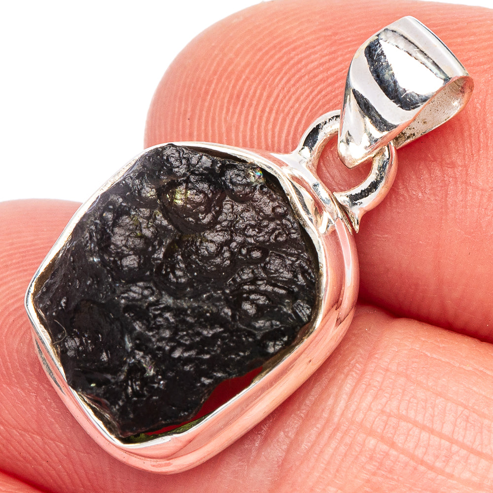 Rare Moldavite Pendant 1" (925 Sterling Silver) P44183