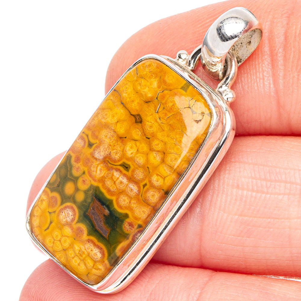Ocean Jasper Pendant 1 3/8" (.925 Sterling Silver)