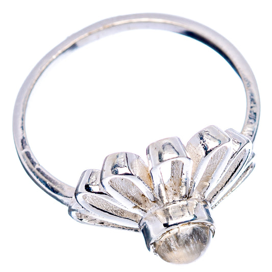 925 sterling silver daisy ring with faceted moonstone and curled petal band