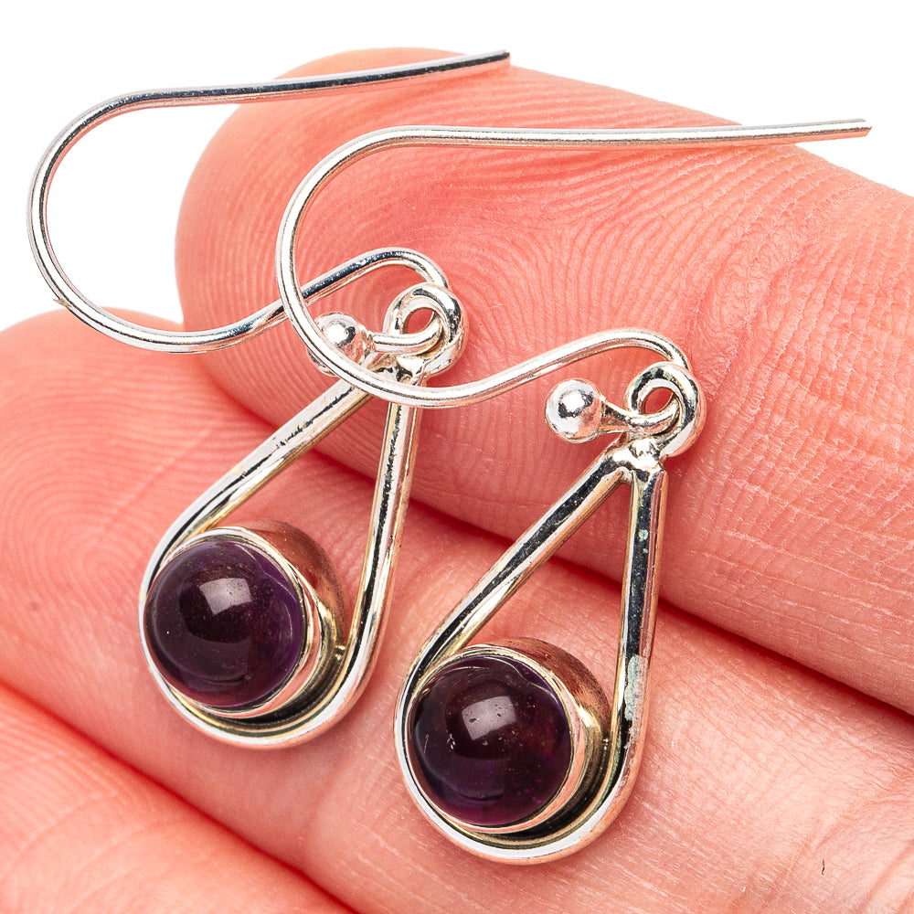 Amethyst Earrings 1 1/4" (925 Sterling Silver) E3087