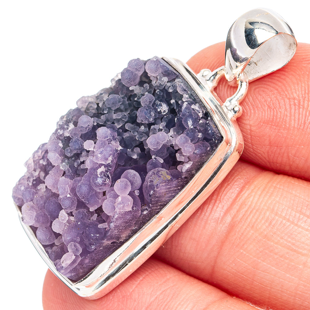 Rare Grape Agate (Chalcedony) Pendant 1 1/2" (925 Sterling Silver) P45194