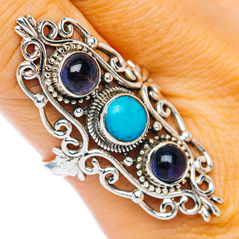 Premium Sleeping Beauty Turquoise, Tanzanite Ring Size 10 (.925 Sterling Silver)