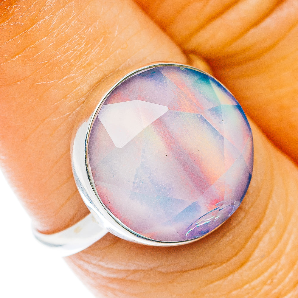 Aurora Opal Ring Size 8 (.925 Sterling Silver)