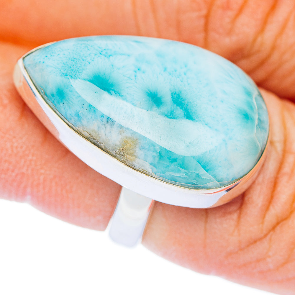 Premium Larimar Ring Size 6.25 Adjustable (.925 Sterling Silver)
